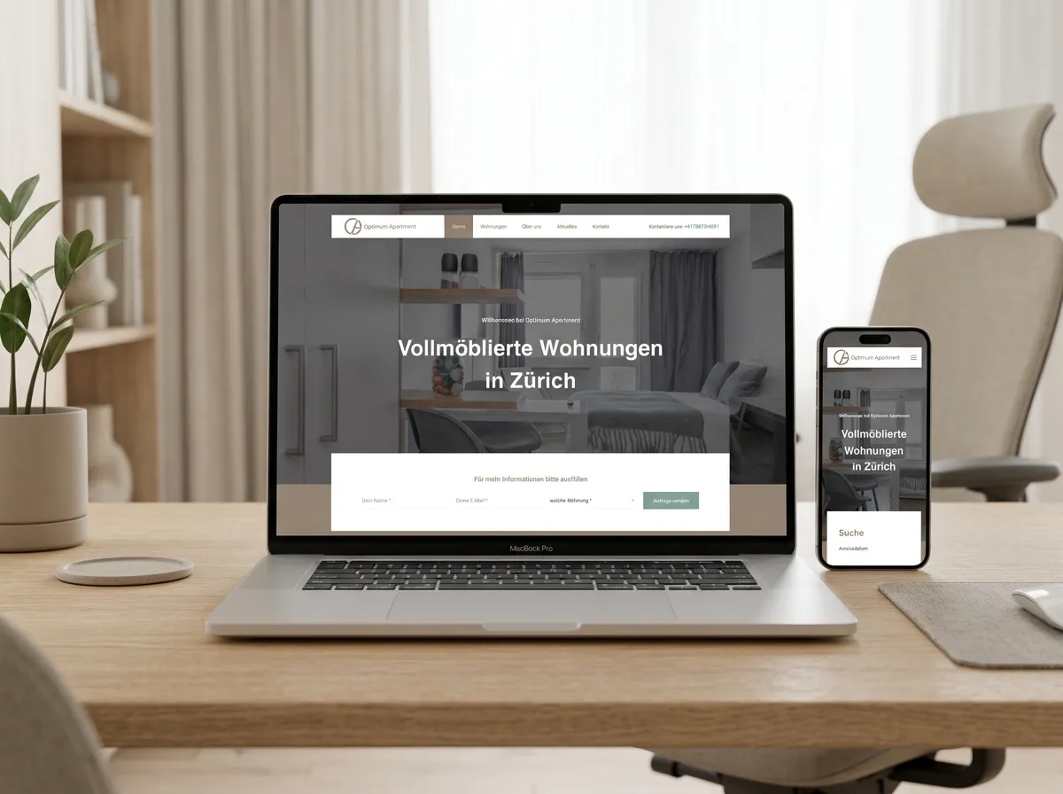 Optimum Apartment – Website auf Laptop und Smartphone